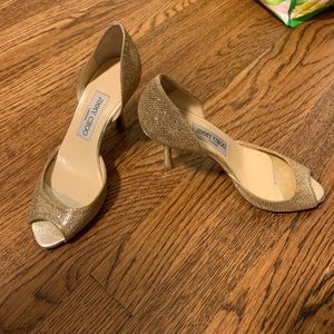 Jimmy Choo Gold Sandal Heels 5.5